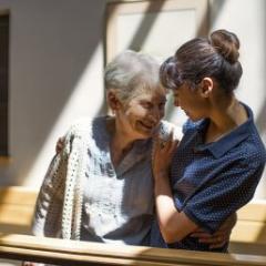 Elderly woman and her daughter